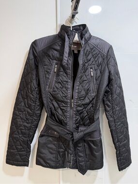 Banana Republic Black Quilted Belted Utility Jacket